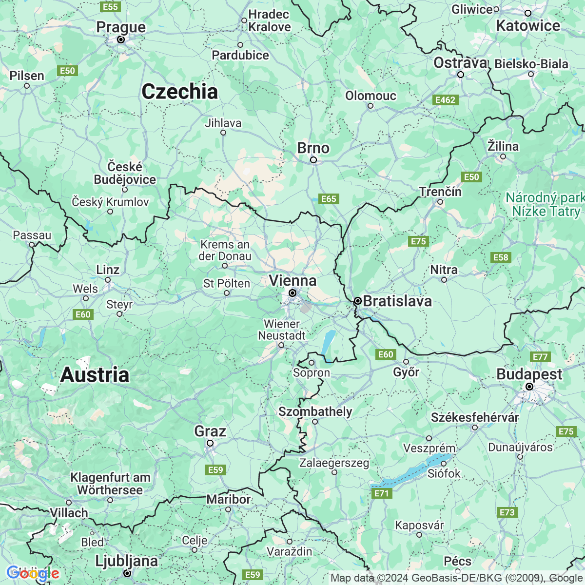 Carte du voyage Vienne en train