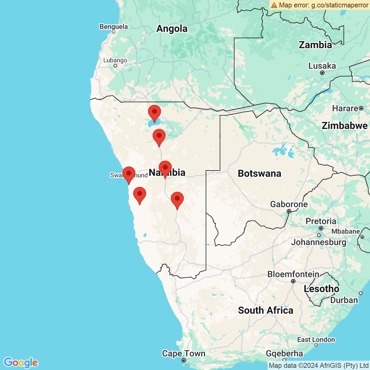 Carte du voyage PAYS SAUVAGE - NAMIBIE