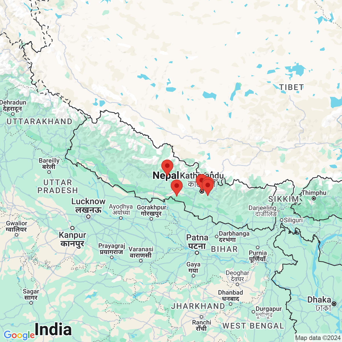 Carte du voyage Beauté Lointaine  -NEPAL