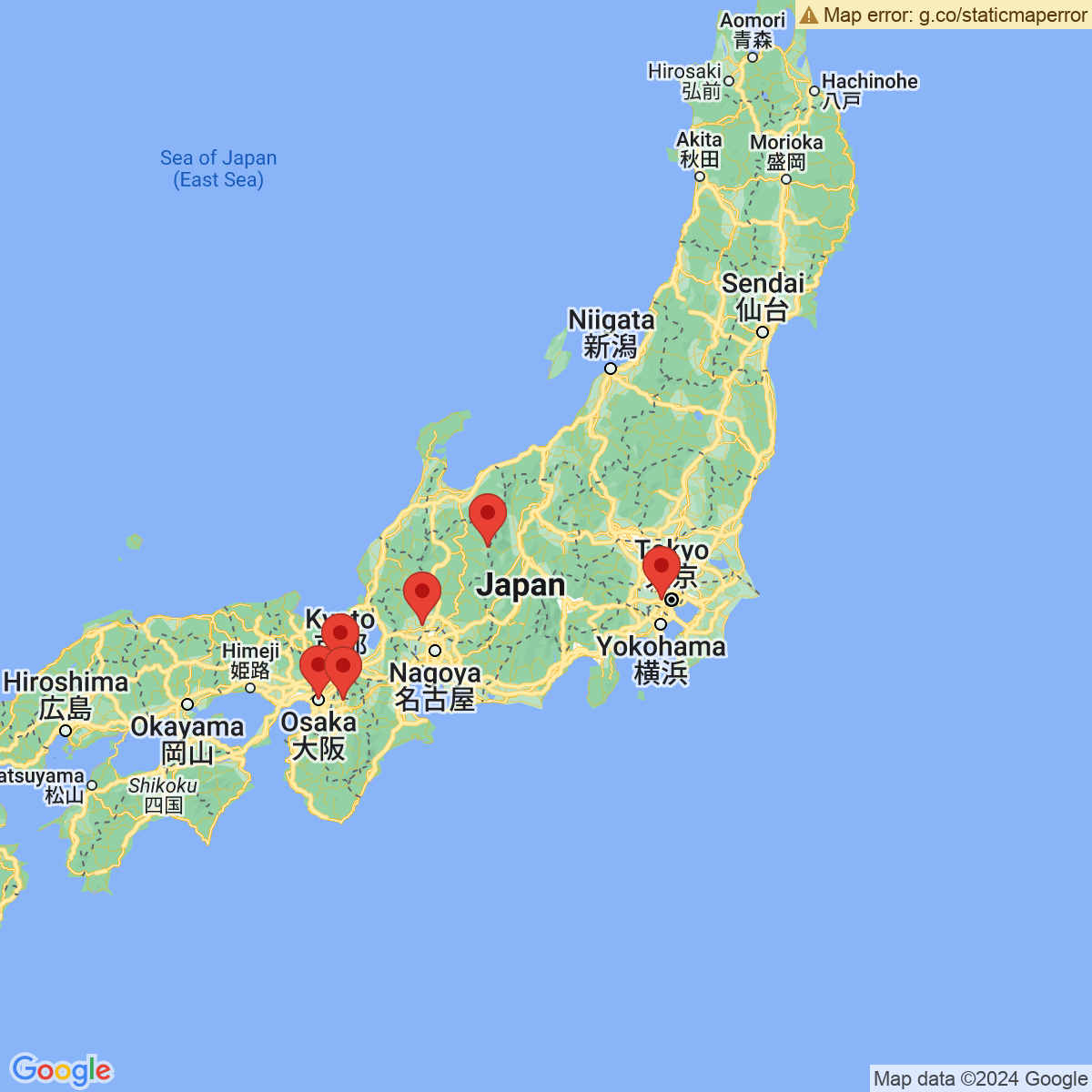 Carte du voyage ENTRE TRADITION ET MODERNITE - JAPON