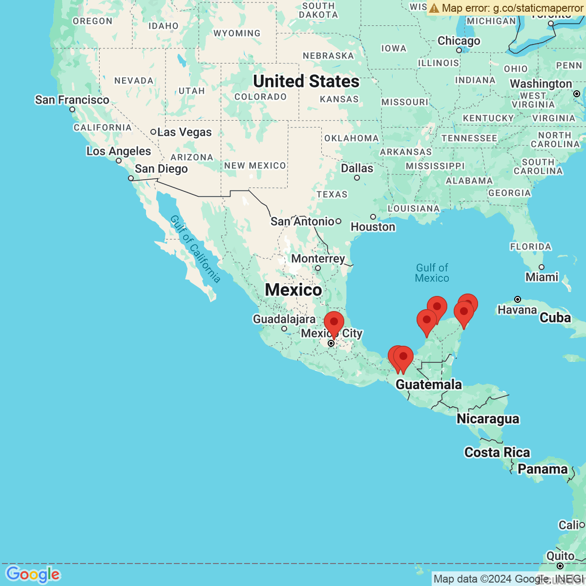 Carte du voyage MEXIQUE- DES AZTEQUES AUX MAYAS