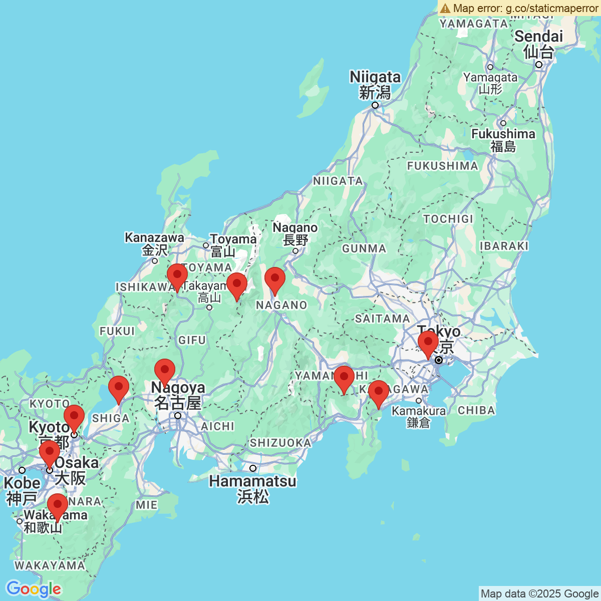 Carte du voyage ENTRE TRADITION ET MODERNITE - JAPON