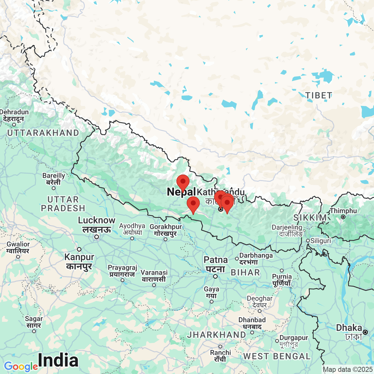 Carte du voyage Beauté Lointaine  -NEPAL