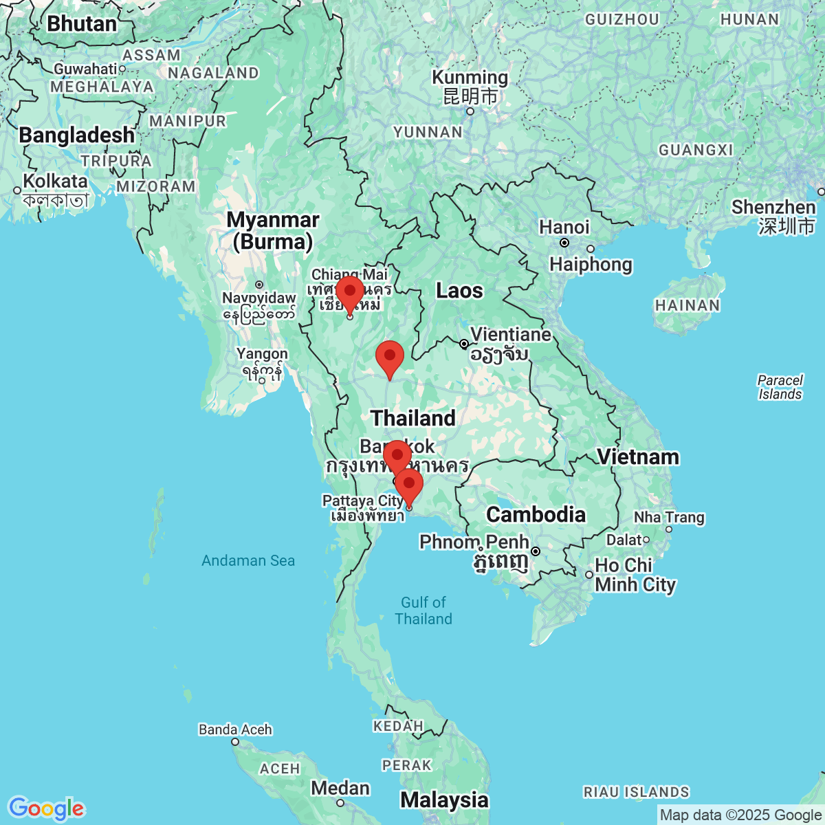 Carte du voyage THAILANDE - DEPART DE PARIS
