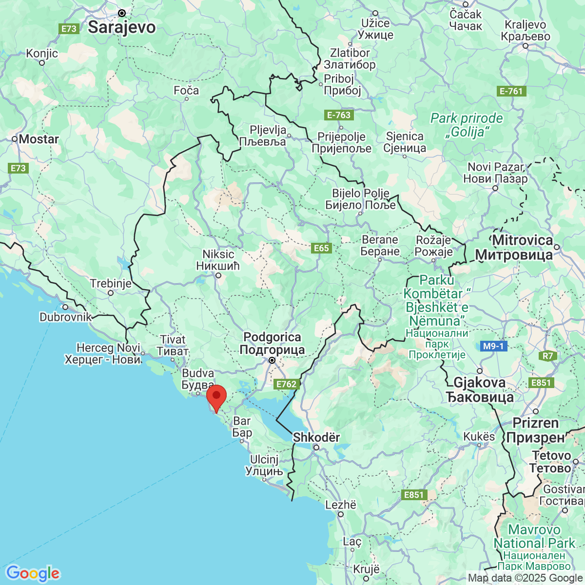 Carte du voyage SEJOUR MONTENEGRO - HOTEL PALAS 4**** - FORMULE ALL INCLUSIVE
