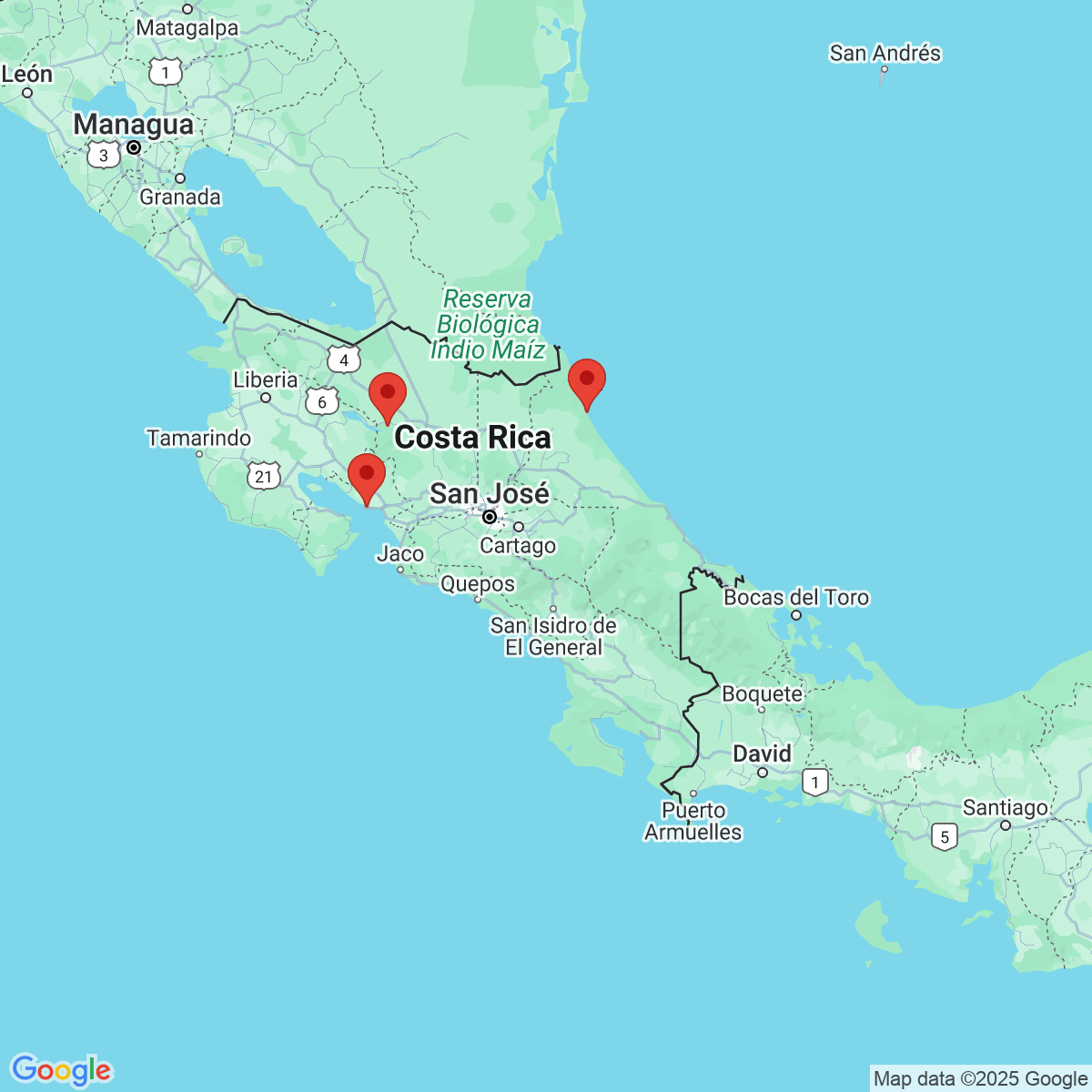 Carte du voyage NATURE ET DETENTE - COSTA RICA