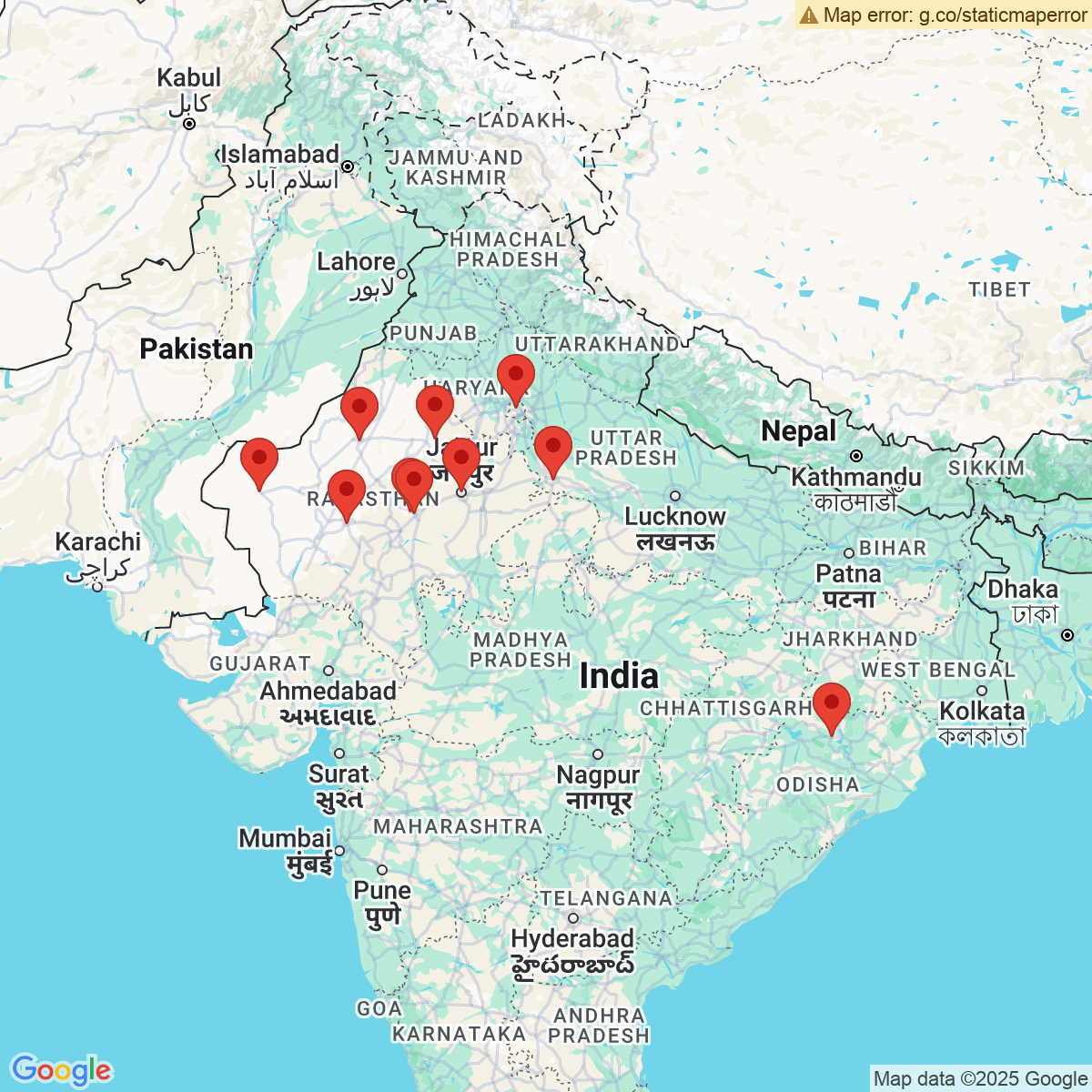 Carte du voyage SUR LES TRACES DES MAHARAJAS - INDE DU NORD