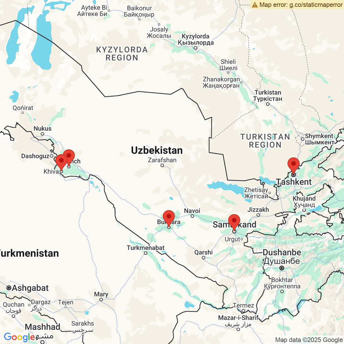 Carte du voyage SECRETS OUZBEKS - OUZBEKISTAN
