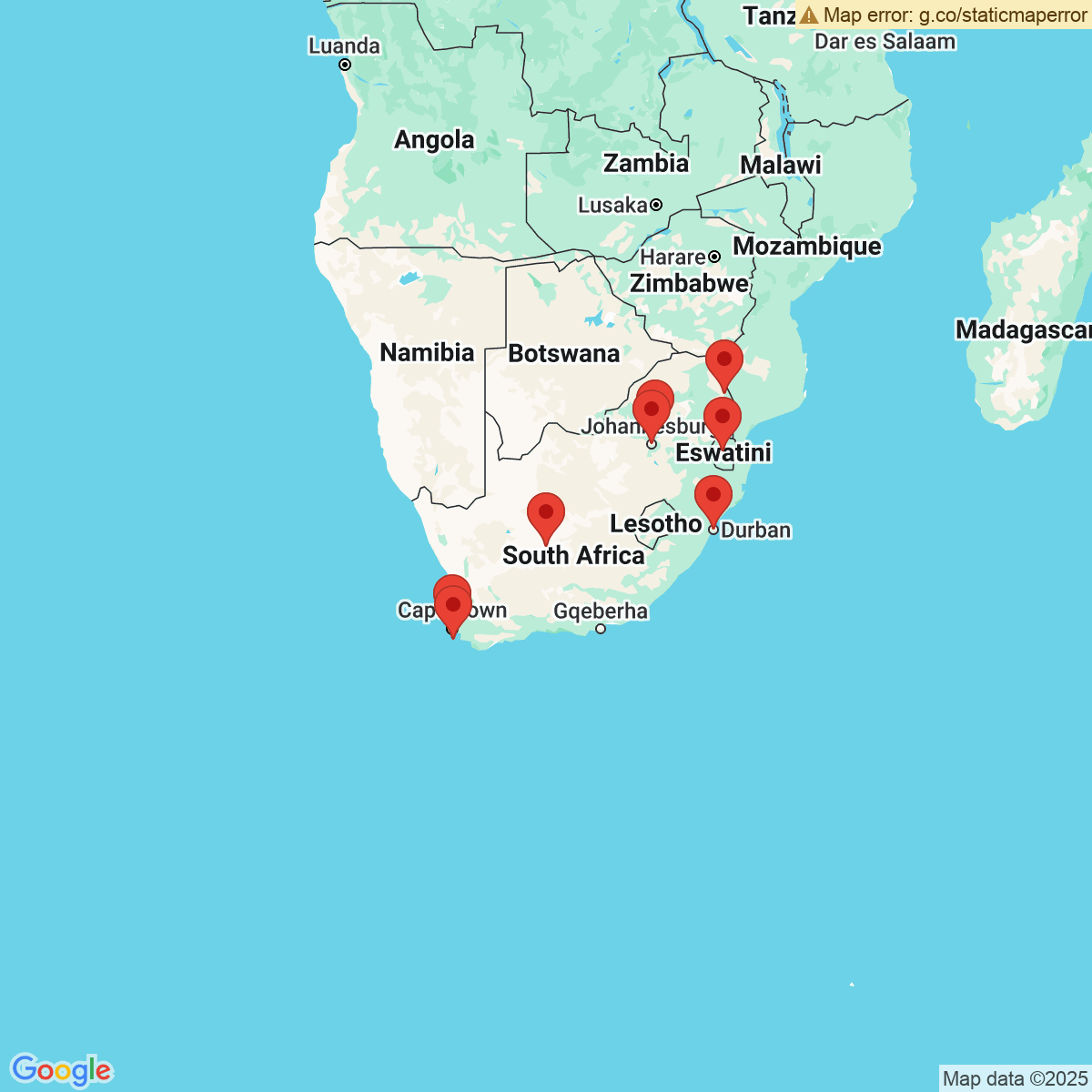 Carte du voyage AFRIQUE DU SUD / SWAZILAND
