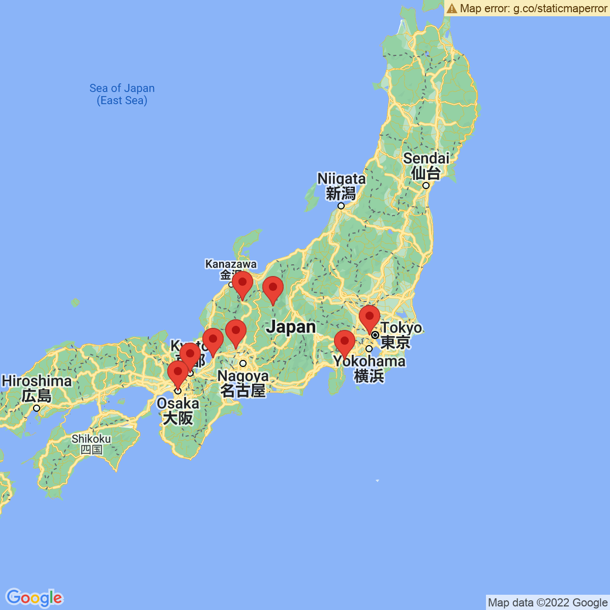 Carte du voyage BALADE JAPONAISE