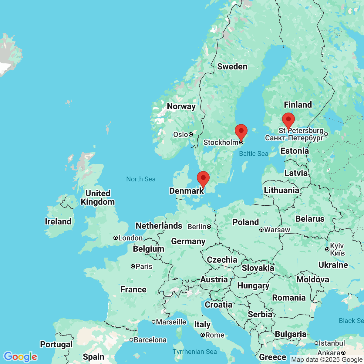 Carte du voyage COMBINE COPENHAGUE & STOCKHOLM & HELSINKI