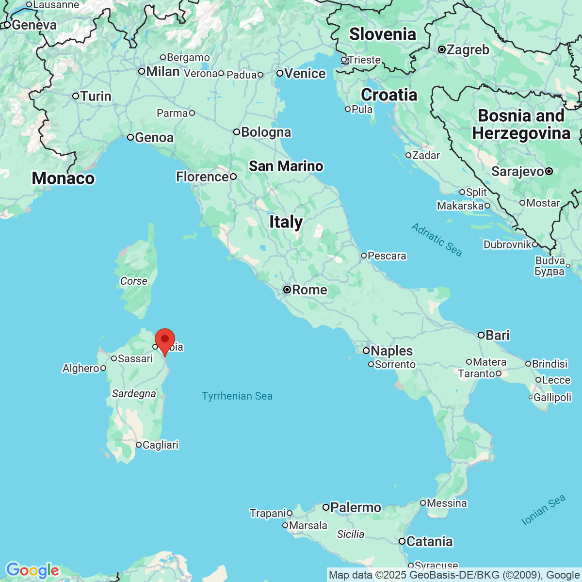 Carte du voyage SEJOUR EN SARDAIGNE - ITALIE
