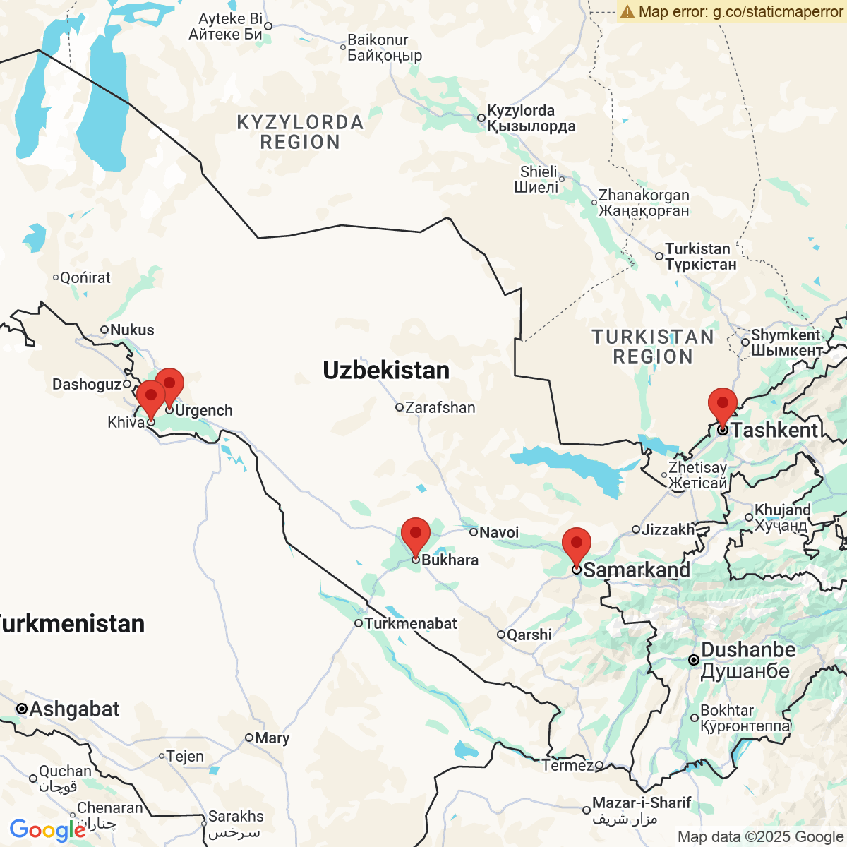 Carte du voyage SECRETS OUZBEKS - OUZBEKISTAN