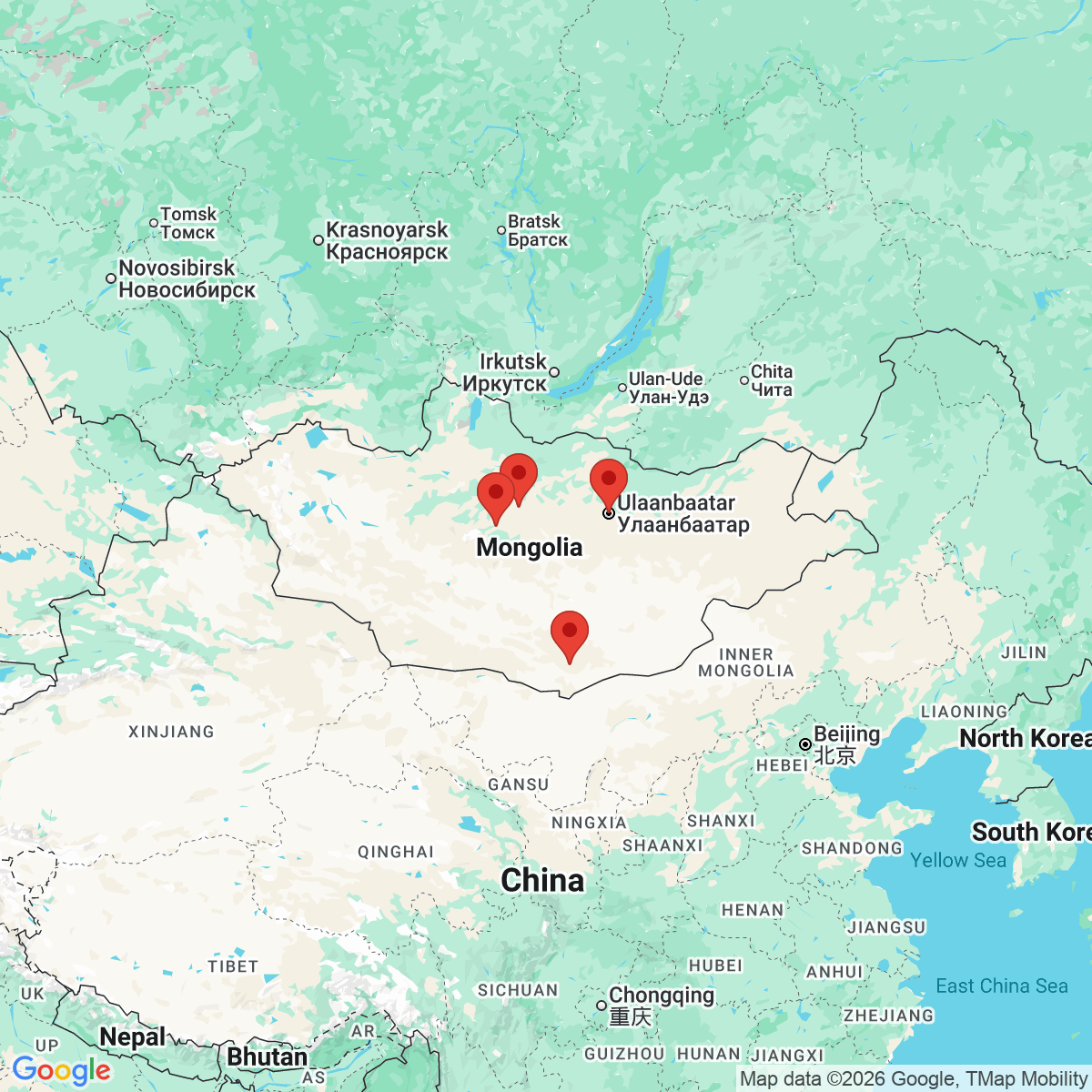 Carte du voyage Voyage responsable TransuniVERT & Vision Ethique : MONGOLIE