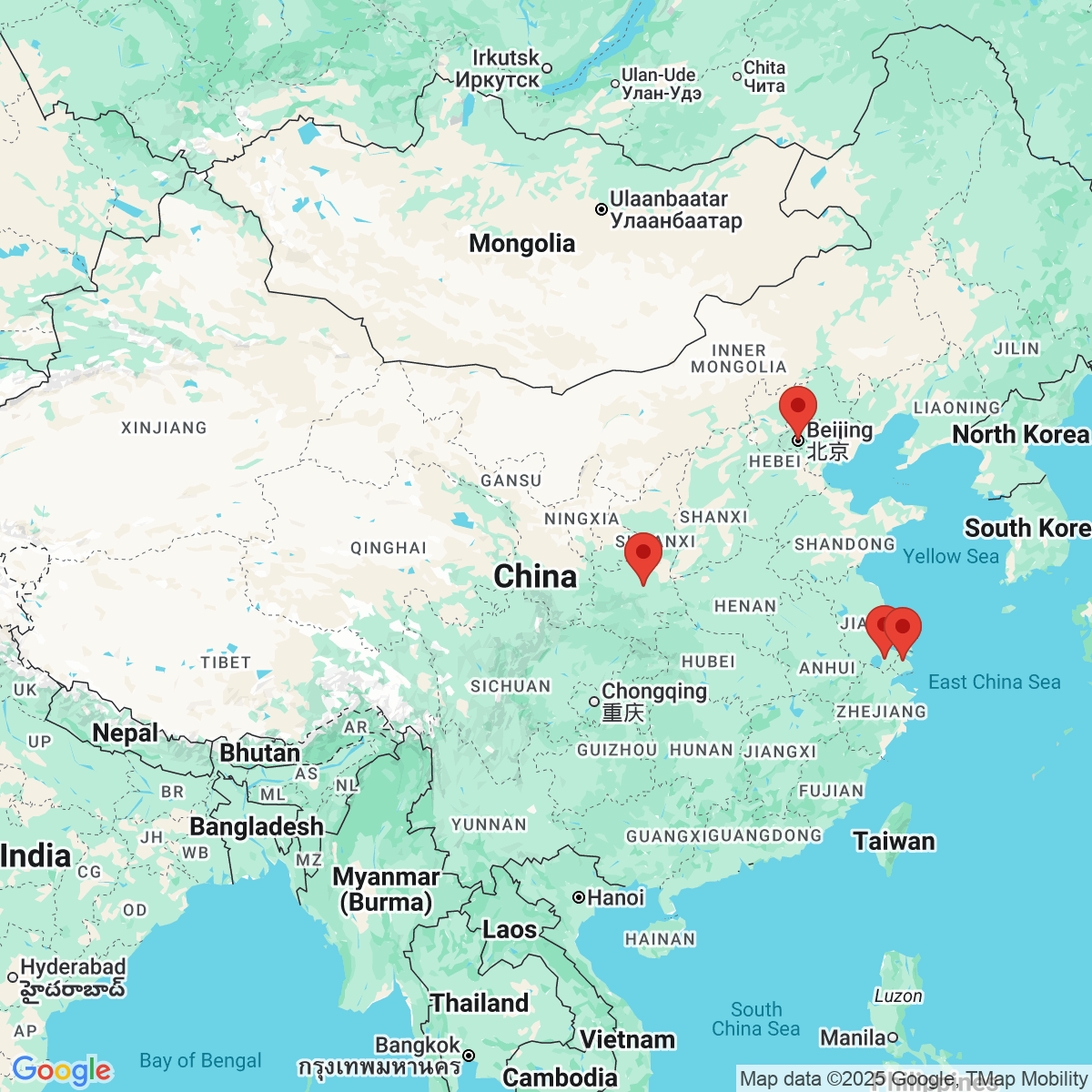 Carte du voyage PANORAMA DE LA CHINE