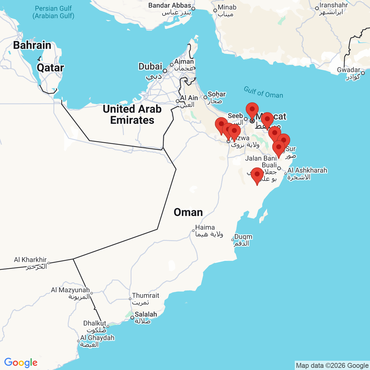 Carte du voyage OMAN - A LA DECOUVERTE DU SULTANAT