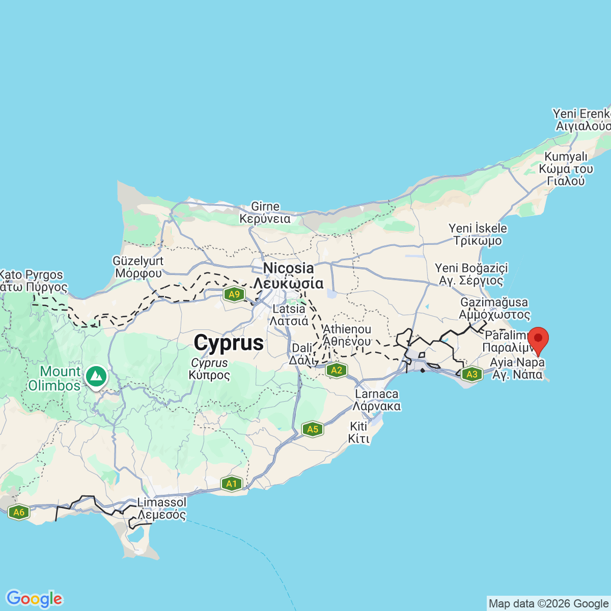 Carte du voyage SEJOUR CHYPRE - HOTEL 4**** - VACANCES DE LA TOUSSAINT