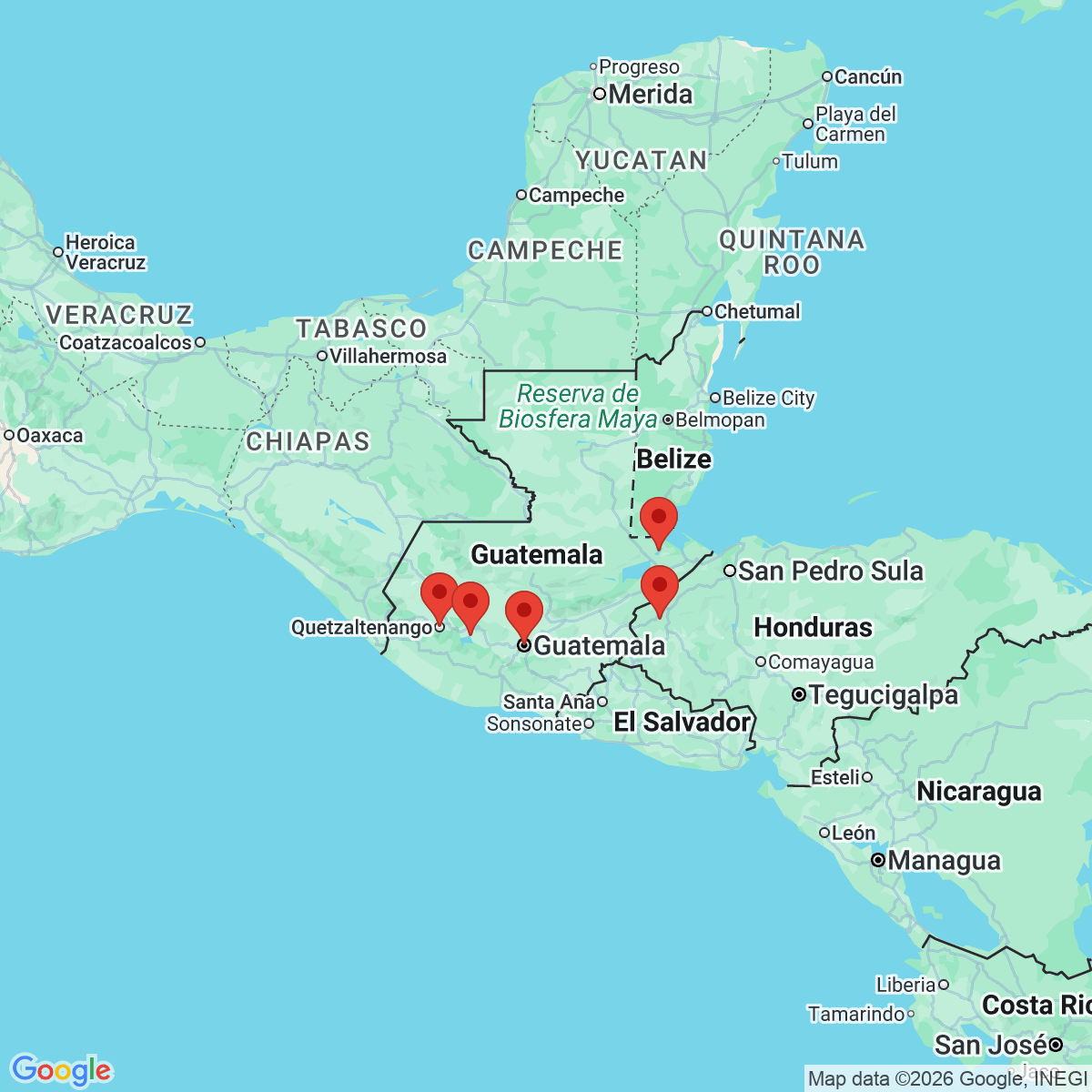 Carte du voyage GUATEMALA/HONDURAS - EVASION LOINTAINE