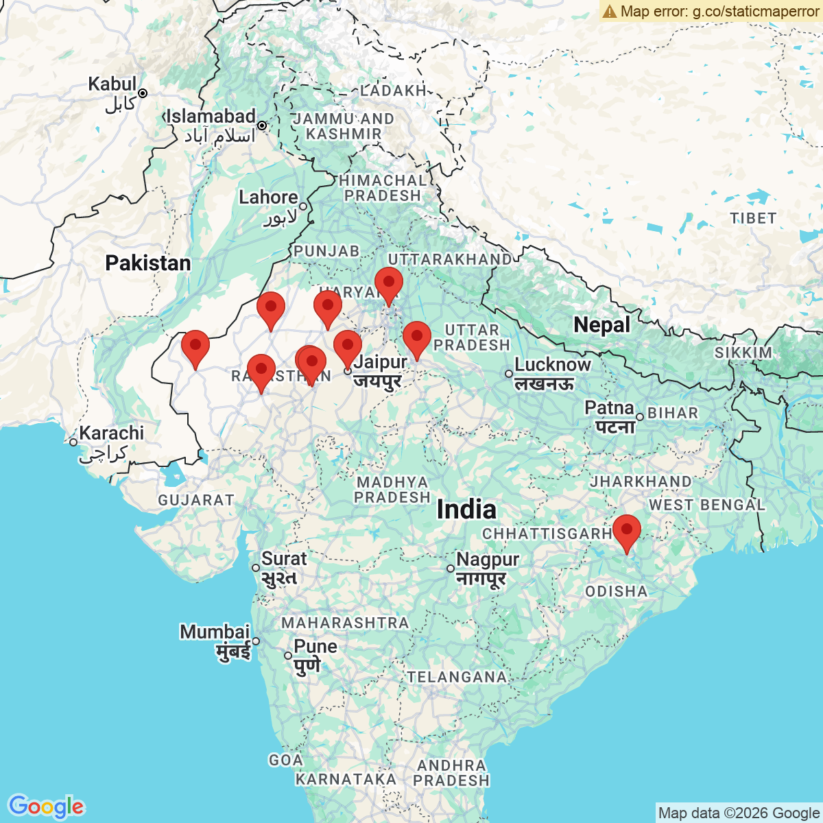 Carte du voyage INDE DU NORD - MERVEILLES D’INDE 